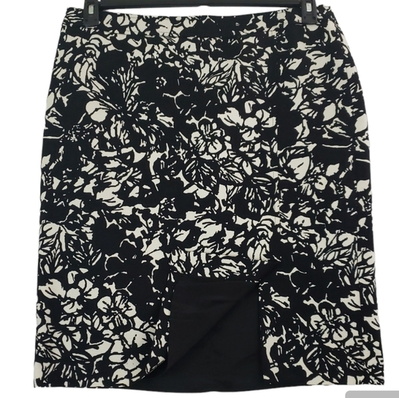 Talbots~Woman Size 16~Black/White A-Line Cotton Pensil Skirt Lined. - Picture 1 of 8